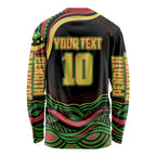 Personalized Penrith Panthers Rugby Mascot Long Sleeve Shirt Aboriginal Dot Art - Dreamtime Rugby Mascot