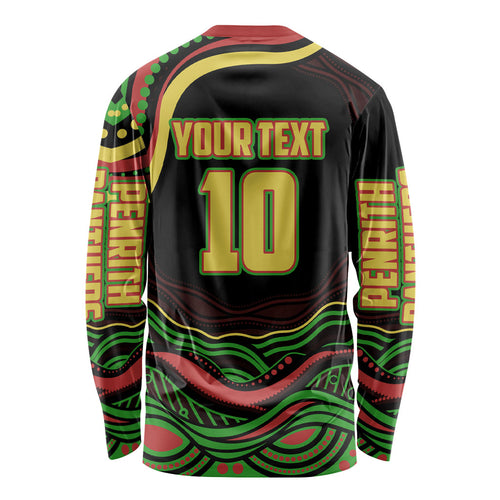Personalized Penrith Panthers Rugby Mascot Long Sleeve Shirt Aboriginal Dot Art - Dreamtime Rugby Mascot