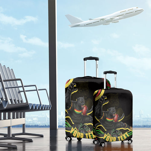 Personalized Penrith Panthers Rugby Mascot Luggage Cover Aboriginal Dot Art - Dreamtime Rugby Mascot