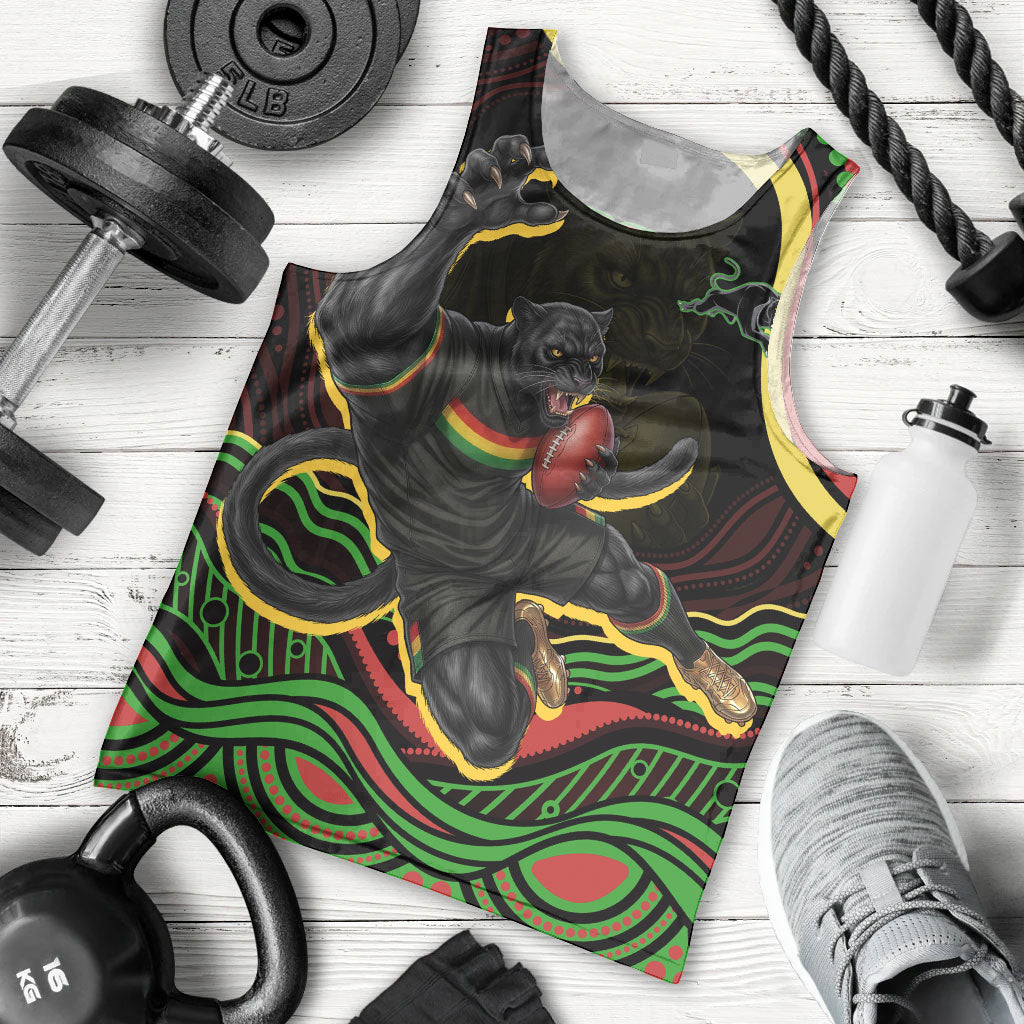Personalized Penrith Panthers Rugby Mascot Men Tank Top Aboriginal Dot Art - Dreamtime Rugby Mascot