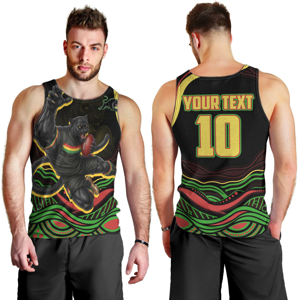 Personalized Penrith Panthers Rugby Mascot Men Tank Top Aboriginal Dot Art - Dreamtime Rugby Mascot