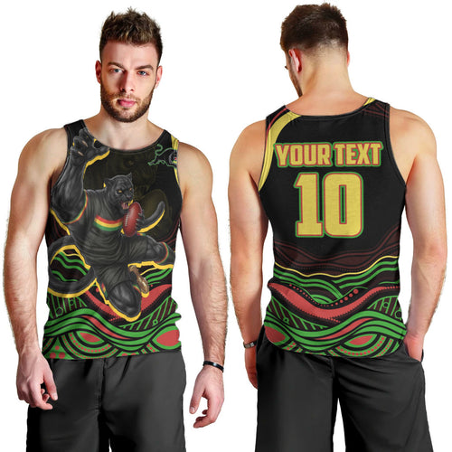 Personalized Penrith Panthers Rugby Mascot Men Tank Top Aboriginal Dot Art - Dreamtime Rugby Mascot