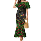 Personalized Penrith Panthers Rugby Mascot Mermaid Dress Aboriginal Dot Art - Dreamtime Rugby Mascot