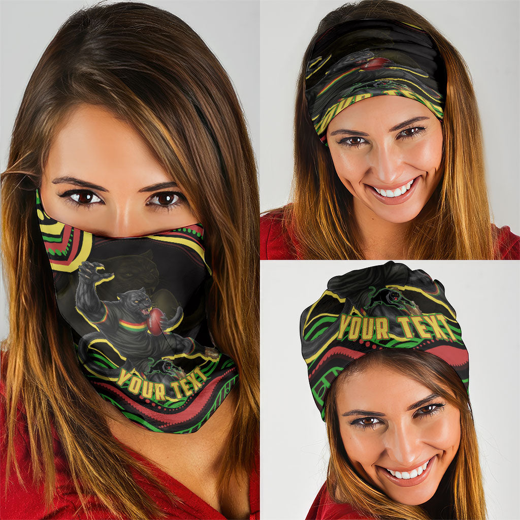 Personalized Penrith Panthers Rugby Mascot Neck Gaiter Aboriginal Dot Art - Dreamtime Rugby Mascot
