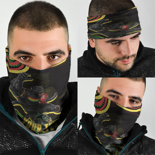 Personalized Penrith Panthers Rugby Mascot Neck Gaiter Aboriginal Dot Art - Dreamtime Rugby Mascot