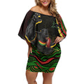 Personalized Penrith Panthers Rugby Mascot Off Shoulder Short Dress Aboriginal Dot Art - Dreamtime Rugby Mascot
