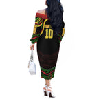 Personalized Penrith Panthers Rugby Mascot Off The Shoulder Long Sleeve Dress Aboriginal Dot Art - Dreamtime Rugby Mascot