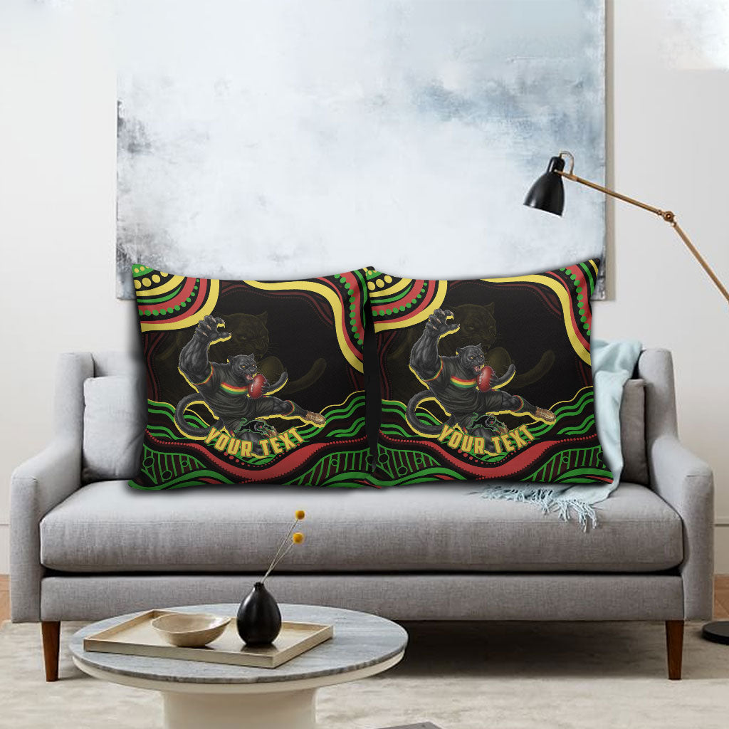 Personalized Penrith Panthers Rugby Mascot Pillow Cover Aboriginal Dot Art - Dreamtime Rugby Mascot