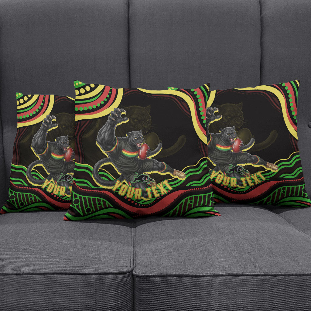 Personalized Penrith Panthers Rugby Mascot Pillow Cover Aboriginal Dot Art - Dreamtime Rugby Mascot