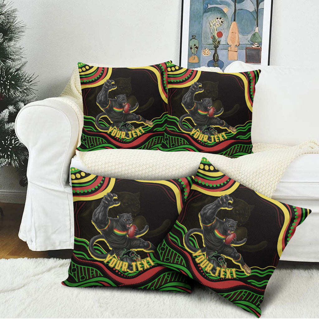 Personalized Penrith Panthers Rugby Mascot Pillow Cover Aboriginal Dot Art - Dreamtime Rugby Mascot
