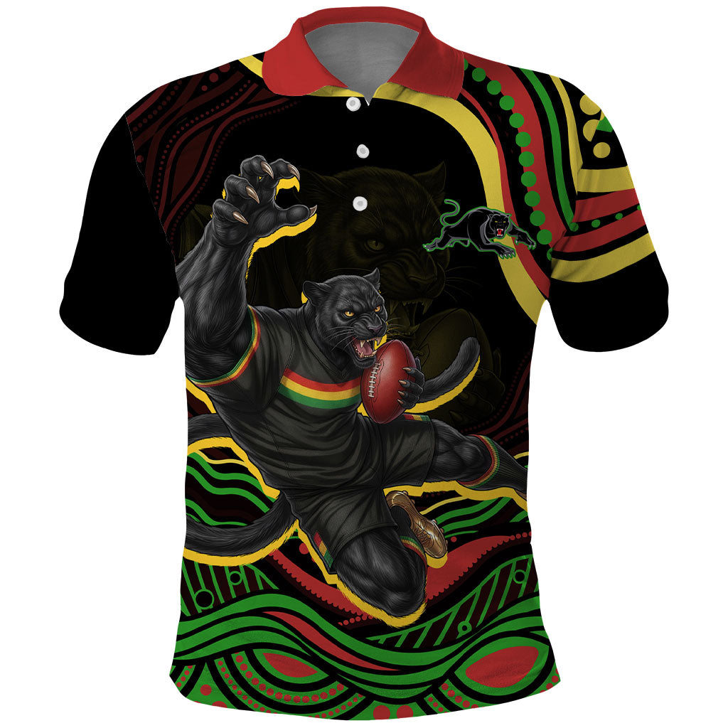 Personalized Penrith Panthers Rugby Mascot Polo Shirt Aboriginal Dot Art - Dreamtime Rugby Mascot