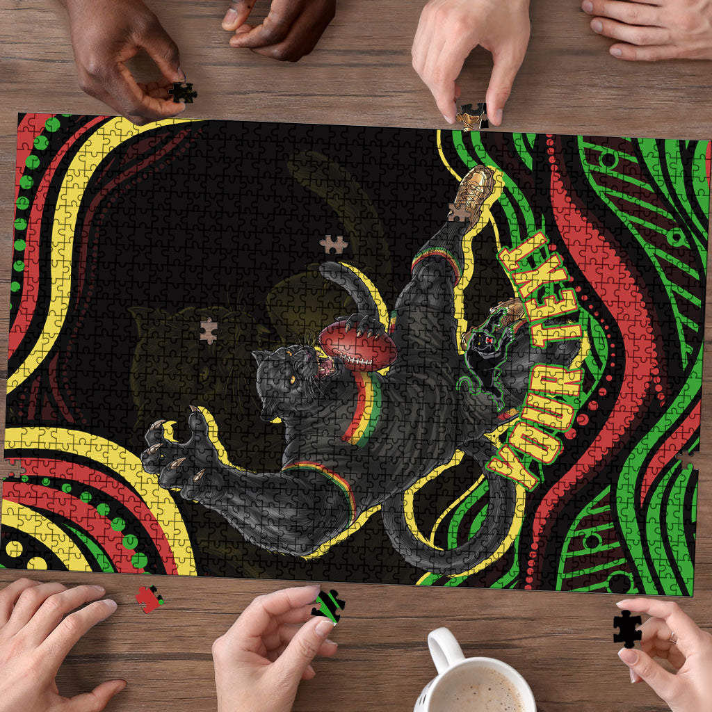 Personalized Penrith Panthers Rugby Mascot Puzzle Aboriginal Dot Art - Dreamtime Rugby Mascot