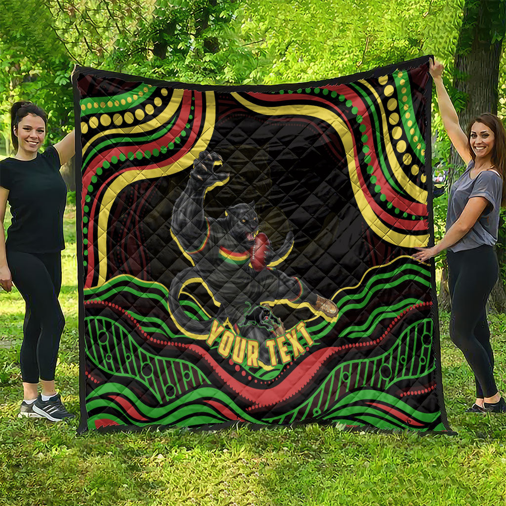 Personalized Penrith Panthers Rugby Mascot Quilt Aboriginal Dot Art - Dreamtime Rugby Mascot