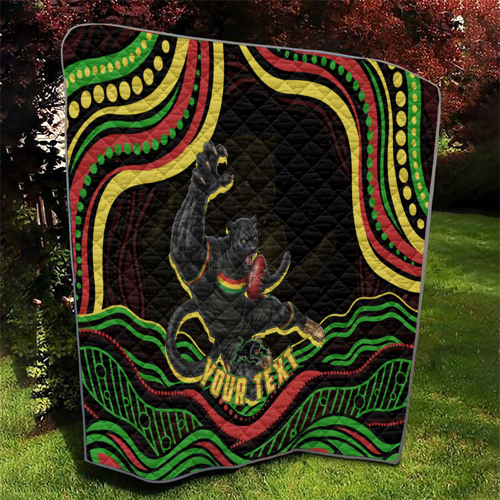 Personalized Penrith Panthers Rugby Mascot Quilt Aboriginal Dot Art - Dreamtime Rugby Mascot