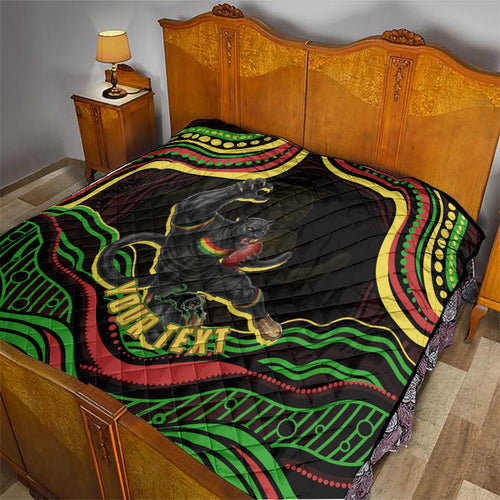 Personalized Penrith Panthers Rugby Mascot Quilt Aboriginal Dot Art - Dreamtime Rugby Mascot