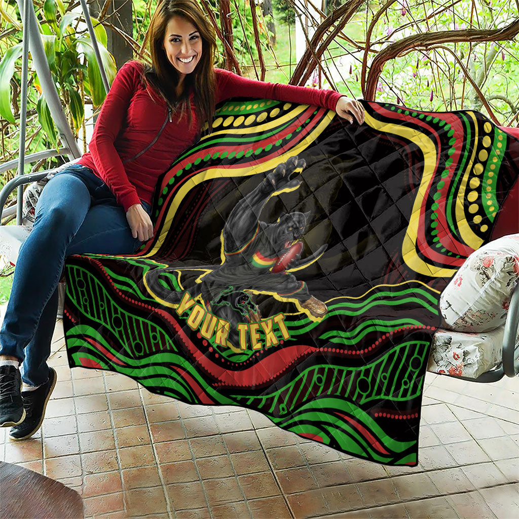 Personalized Penrith Panthers Rugby Mascot Quilt Aboriginal Dot Art - Dreamtime Rugby Mascot