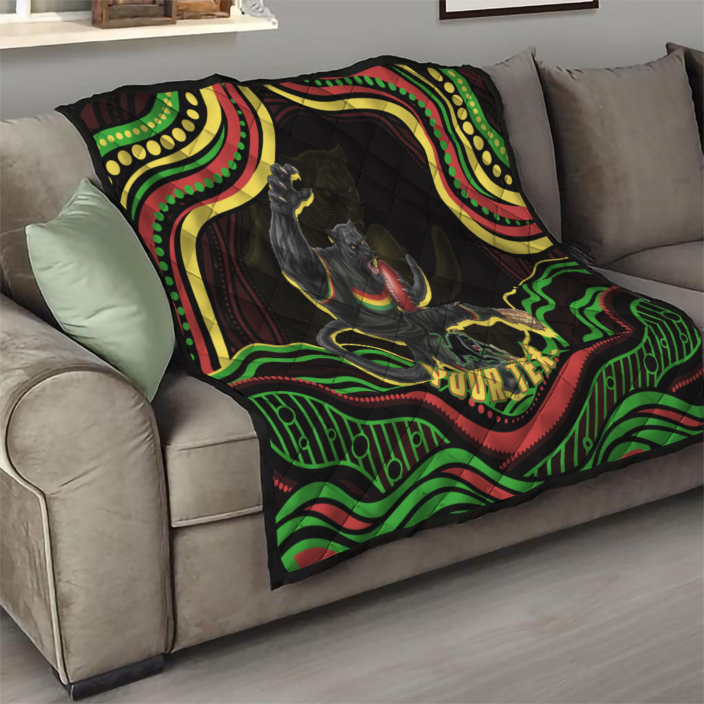 Personalized Penrith Panthers Rugby Mascot Quilt Aboriginal Dot Art - Dreamtime Rugby Mascot