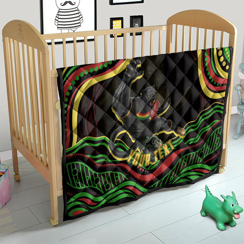 Personalized Penrith Panthers Rugby Mascot Quilt Aboriginal Dot Art - Dreamtime Rugby Mascot