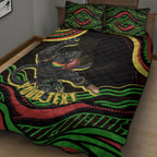 Personalized Penrith Panthers Rugby Mascot Quilt Bed Set Aboriginal Dot Art - Dreamtime Rugby Mascot