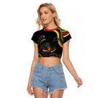 Personalized Penrith Panthers Rugby Mascot Raglan Cropped T Shirt Aboriginal Dot Art - Dreamtime Rugby Mascot