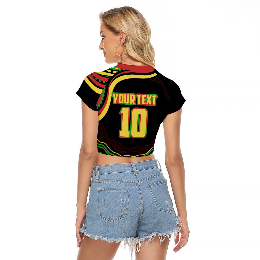 Personalized Penrith Panthers Rugby Mascot Raglan Cropped T Shirt Aboriginal Dot Art - Dreamtime Rugby Mascot