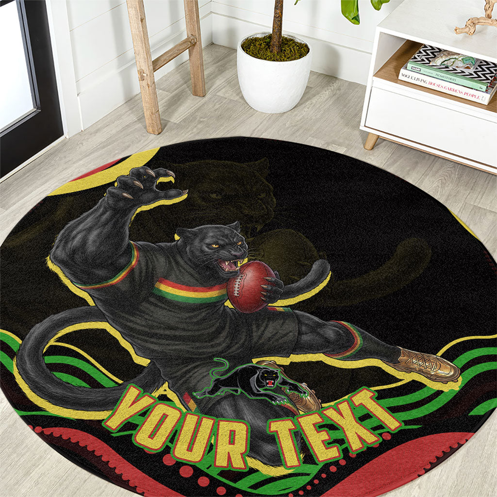 Personalized Penrith Panthers Rugby Mascot Round Carpet Aboriginal Dot Art - Dreamtime Rugby Mascot