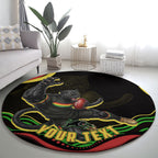 Personalized Penrith Panthers Rugby Mascot Round Carpet Aboriginal Dot Art - Dreamtime Rugby Mascot