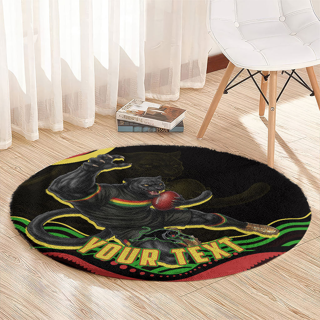 Personalized Penrith Panthers Rugby Mascot Round Carpet Aboriginal Dot Art - Dreamtime Rugby Mascot