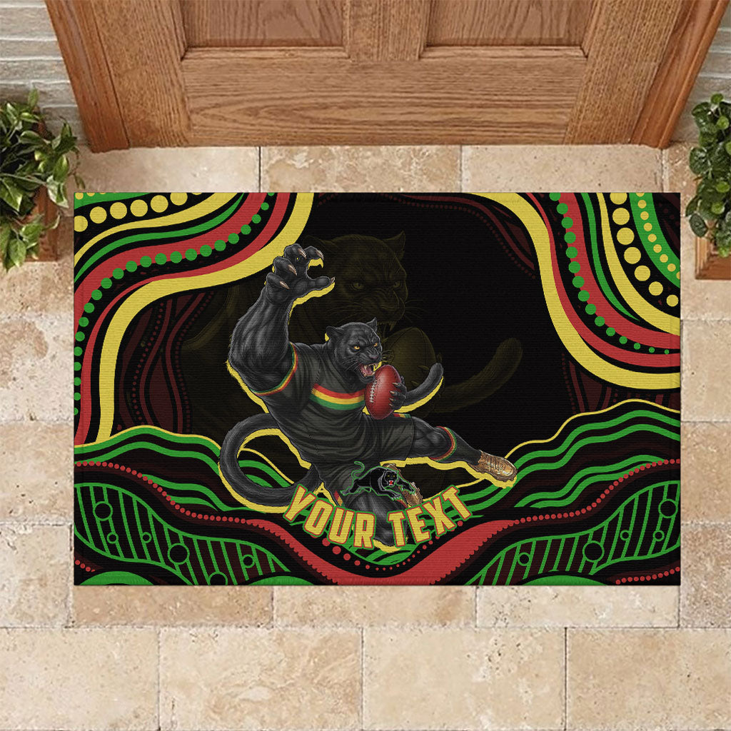 Personalized Penrith Panthers Rugby Mascot Rubber Doormat Aboriginal Dot Art - Dreamtime Rugby Mascot
