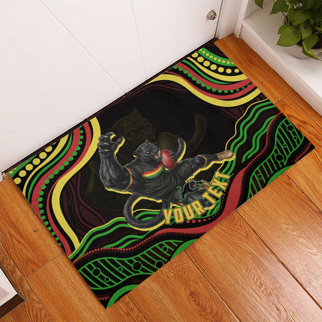 Personalized Penrith Panthers Rugby Mascot Rubber Doormat Aboriginal Dot Art - Dreamtime Rugby Mascot