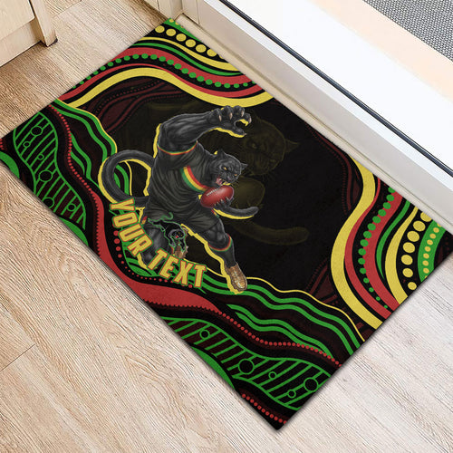 Personalized Penrith Panthers Rugby Mascot Rubber Doormat Aboriginal Dot Art - Dreamtime Rugby Mascot