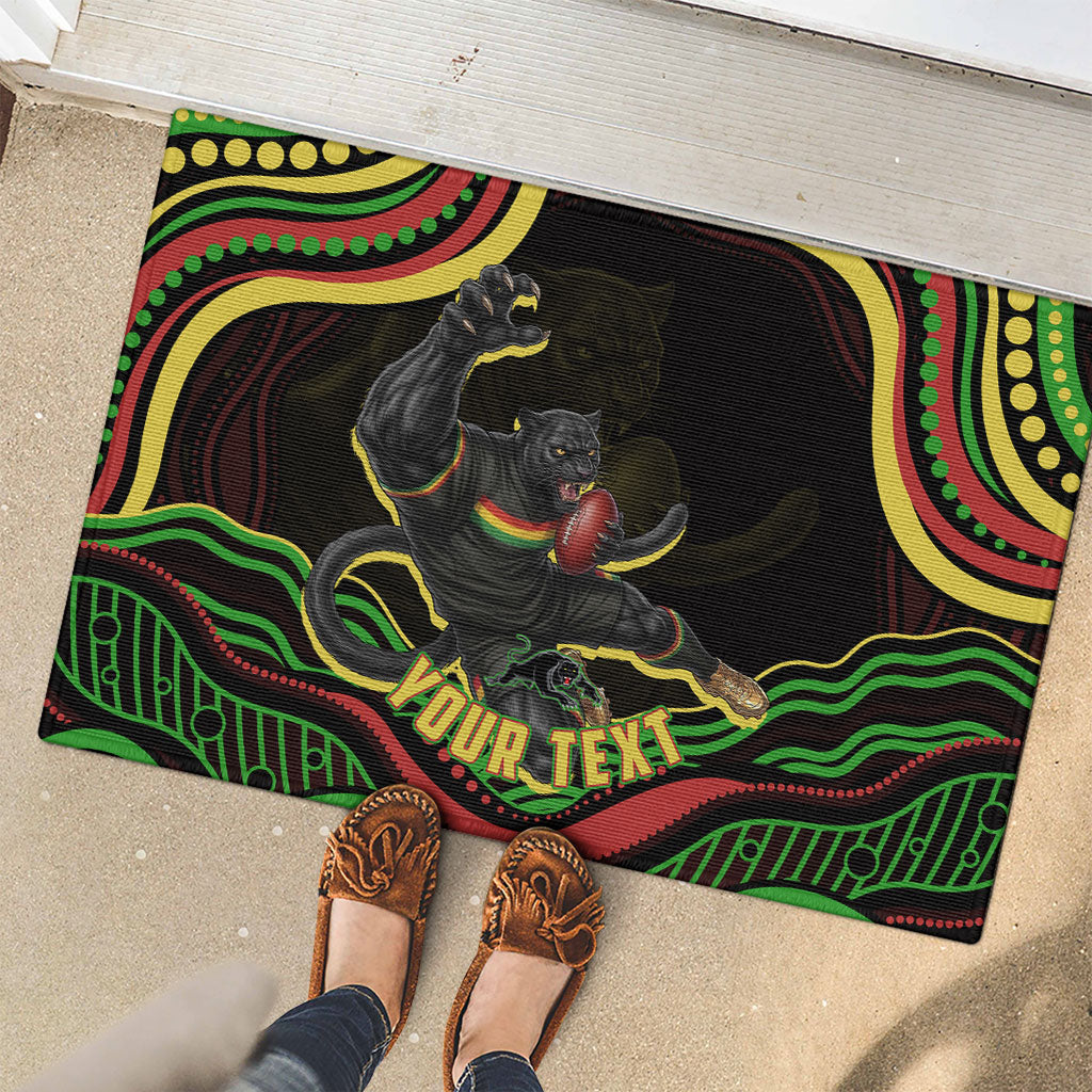 Personalized Penrith Panthers Rugby Mascot Rubber Doormat Aboriginal Dot Art - Dreamtime Rugby Mascot