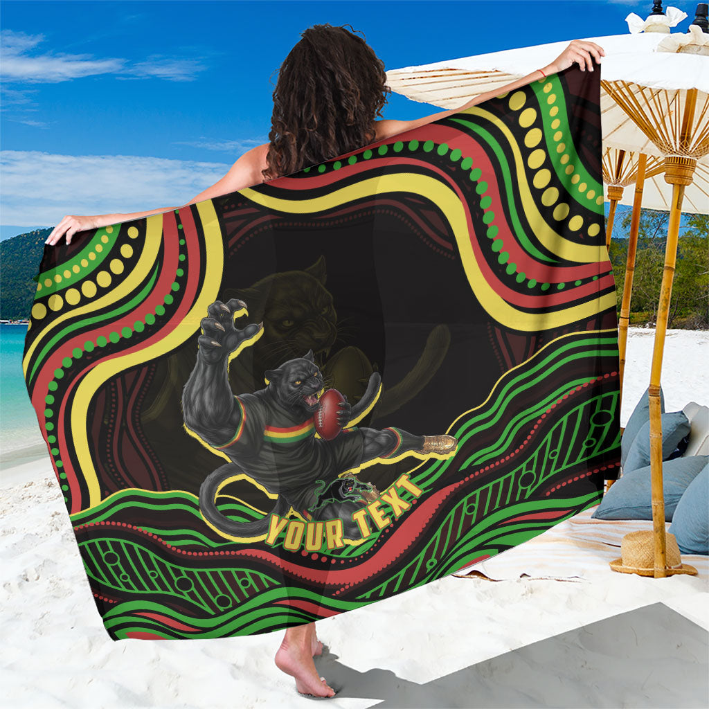 Personalized Penrith Panthers Rugby Mascot Sarong Aboriginal Dot Art - Dreamtime Rugby Mascot