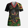 Personalized Penrith Panthers Rugby Mascot Scrub Top Aboriginal Dot Art - Dreamtime Rugby Mascot