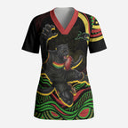 Personalized Penrith Panthers Rugby Mascot Scrub Top Aboriginal Dot Art - Dreamtime Rugby Mascot