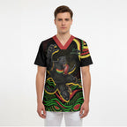 Personalized Penrith Panthers Rugby Mascot Scrub Top Aboriginal Dot Art - Dreamtime Rugby Mascot