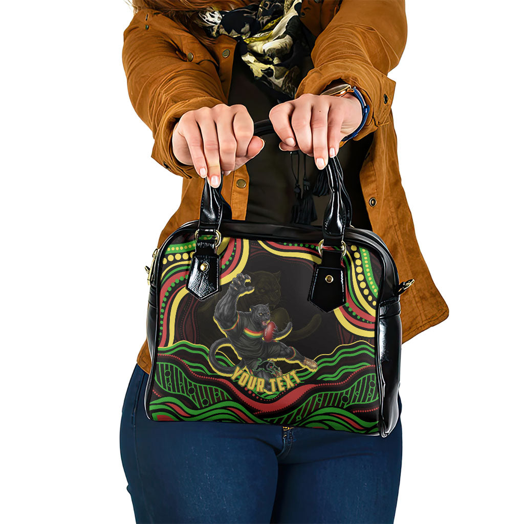 Personalized Penrith Panthers Rugby Mascot Shoulder Handbag Aboriginal Dot Art - Dreamtime Rugby Mascot