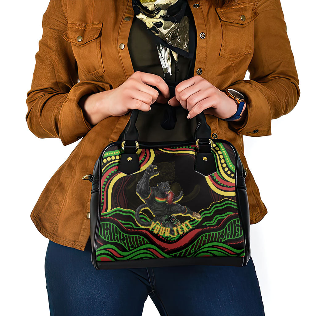 Personalized Penrith Panthers Rugby Mascot Shoulder Handbag Aboriginal Dot Art - Dreamtime Rugby Mascot
