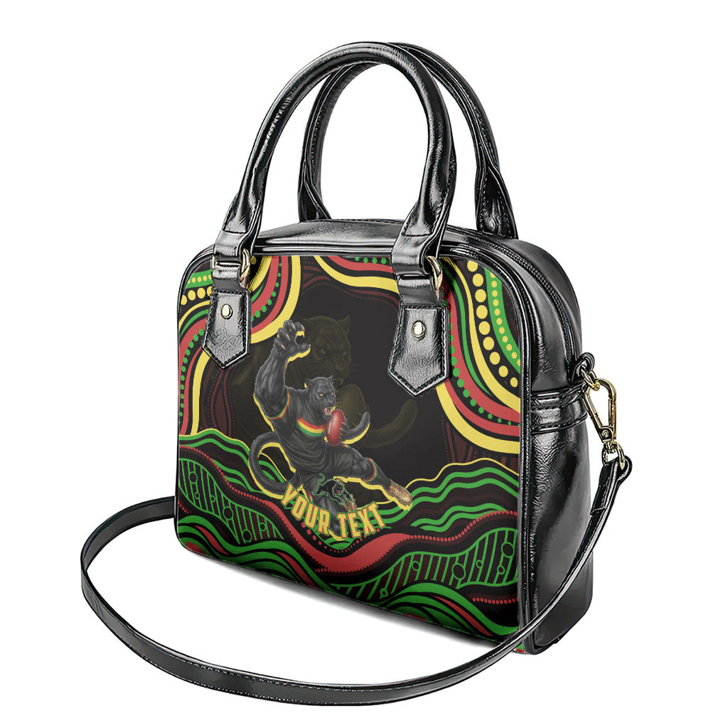 Personalized Penrith Panthers Rugby Mascot Shoulder Handbag Aboriginal Dot Art - Dreamtime Rugby Mascot