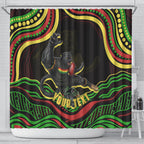 Personalized Penrith Panthers Rugby Mascot Shower Curtain Aboriginal Dot Art - Dreamtime Rugby Mascot