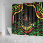 Personalized Penrith Panthers Rugby Mascot Shower Curtain Aboriginal Dot Art - Dreamtime Rugby Mascot
