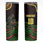 Personalized Penrith Panthers Rugby Mascot Skinny Tumbler Aboriginal Dot Art - Dreamtime Rugby Mascot