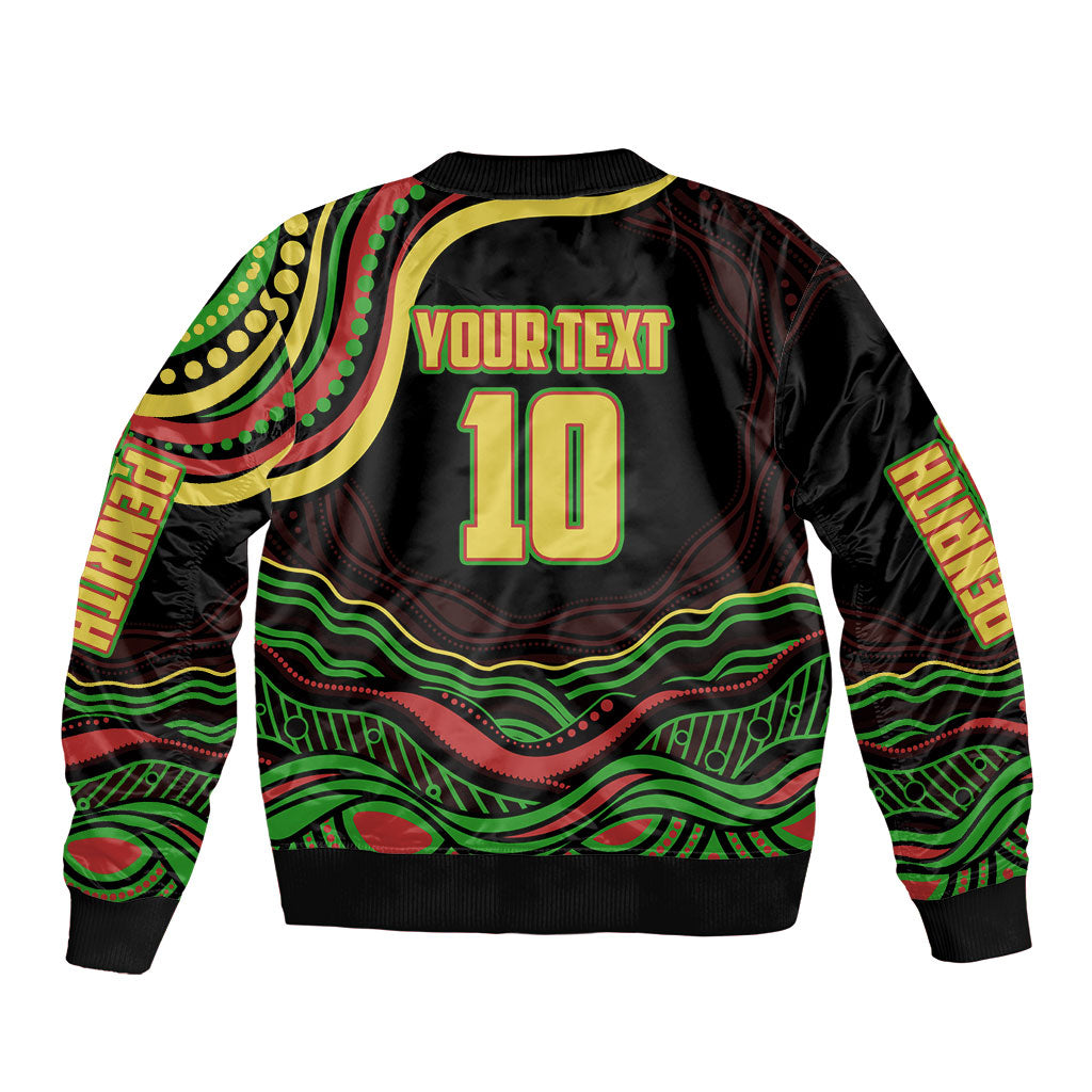 Personalized Penrith Panthers Rugby Mascot Sleeve Zip Bomber Jacket Aboriginal Dot Art - Dreamtime Rugby Mascot