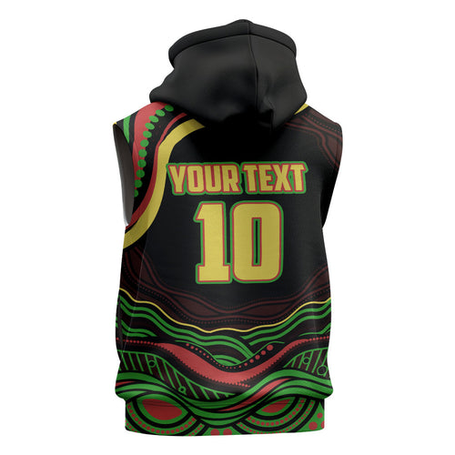 Personalized Penrith Panthers Rugby Mascot Sleeveless Hoodie Aboriginal Dot Art - Dreamtime Rugby Mascot