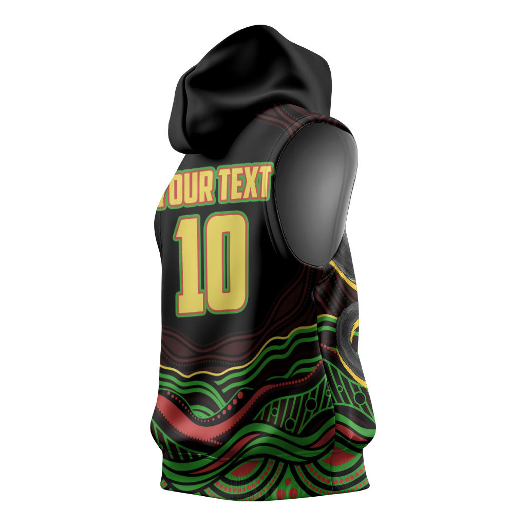 Personalized Penrith Panthers Rugby Mascot Sleeveless Hoodie Aboriginal Dot Art - Dreamtime Rugby Mascot