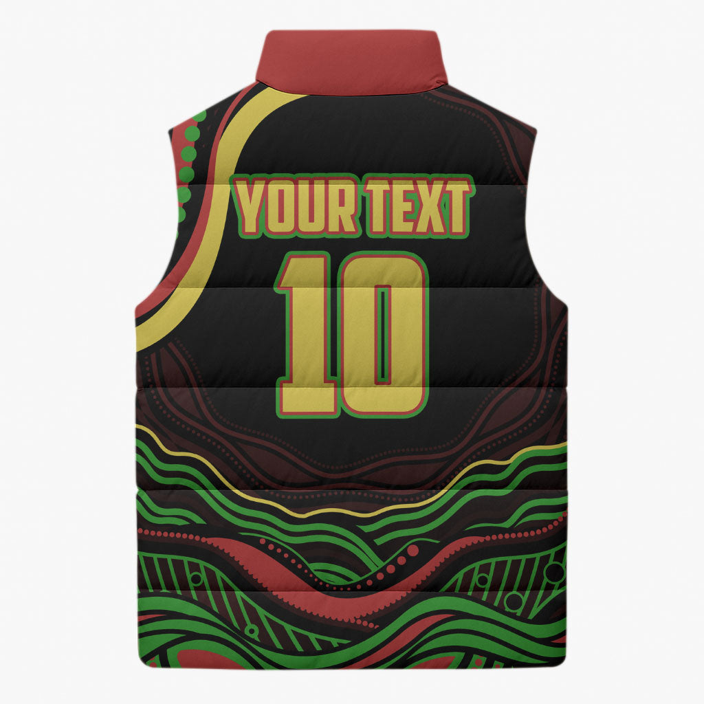 Personalized Penrith Panthers Rugby Mascot Sleeveless Puffer Jacket Aboriginal Dot Art - Dreamtime Rugby Mascot