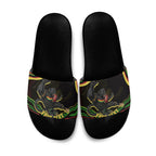 Personalized Penrith Panthers Rugby Mascot Slide Sandals Aboriginal Dot Art - Dreamtime Rugby Mascot