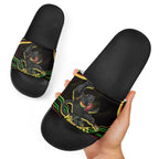 Personalized Penrith Panthers Rugby Mascot Slide Sandals Aboriginal Dot Art - Dreamtime Rugby Mascot