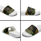 Personalized Penrith Panthers Rugby Mascot Slide Sandals Aboriginal Dot Art - Dreamtime Rugby Mascot
