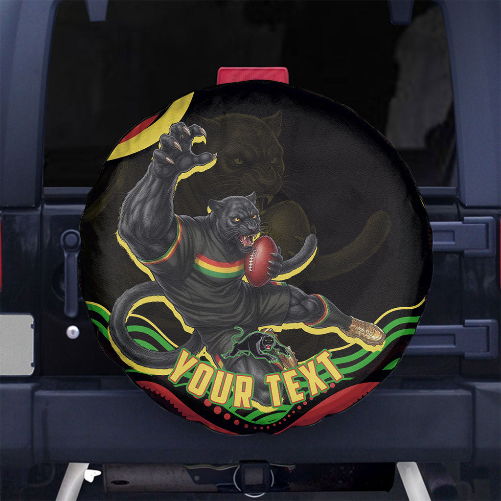 Personalized Penrith Panthers Rugby Mascot Spare Tire Cover Aboriginal Dot Art - Dreamtime Rugby Mascot